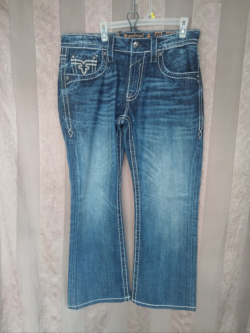 💎 Rock Revival Men's Lionel Blue Jeans Boot Cut Jeans - Picture 9 of 11